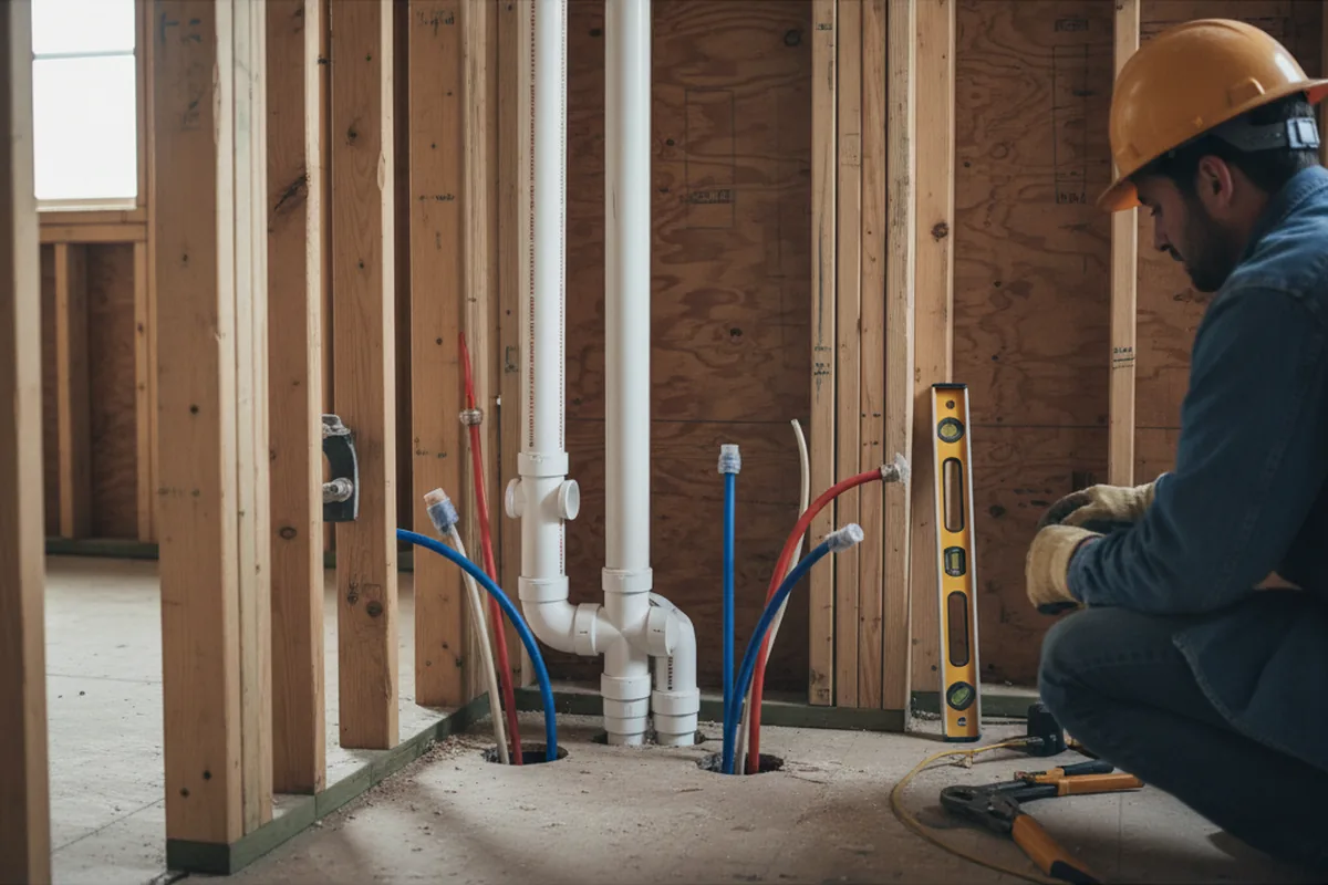 Drain and supply rough-in during Drain Cleaning in Harmony